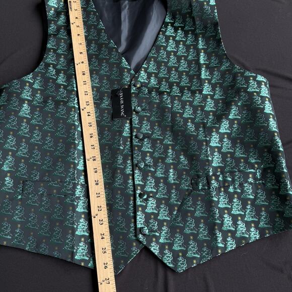 Barry Wang Vest Mens 2XL Silk Christmas Tree Holiday Formal Waistcoat - Picture 9 of 9